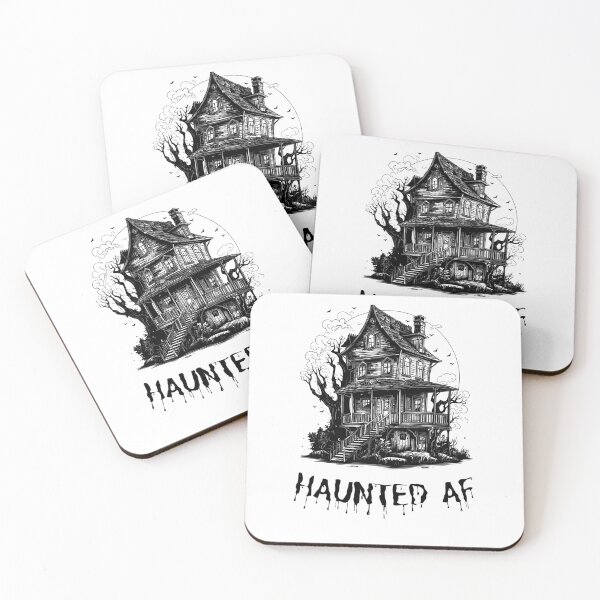 Item preview, HAUNTED AF Halloween Black White Art designed and sold by IssaraStudio.