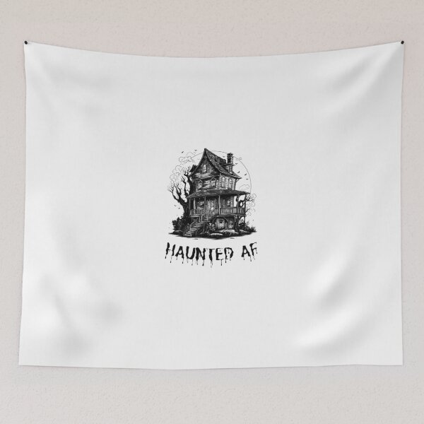Item preview, HAUNTED AF Halloween Black White Art designed and sold by IssaraStudio.
