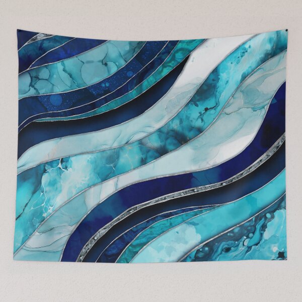 Item preview, Waves - Mixed Media Blue Abstract designed and sold by k9printart.