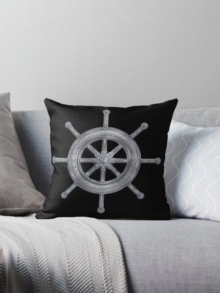 Item preview, Dharma Wheel - Dharmachakra  Silver Metallic embossed designed and sold by k9printart.