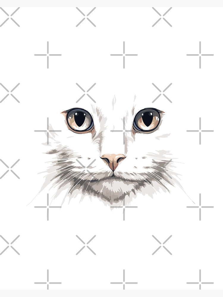 White cat, cat face | Art Board Print