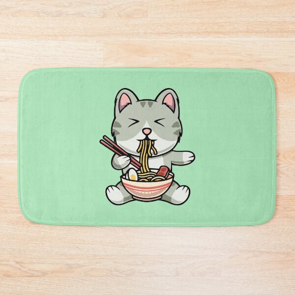 Item preview, Cute cat eating soba noodles cartoon icon illustration designed and sold by cubbone.