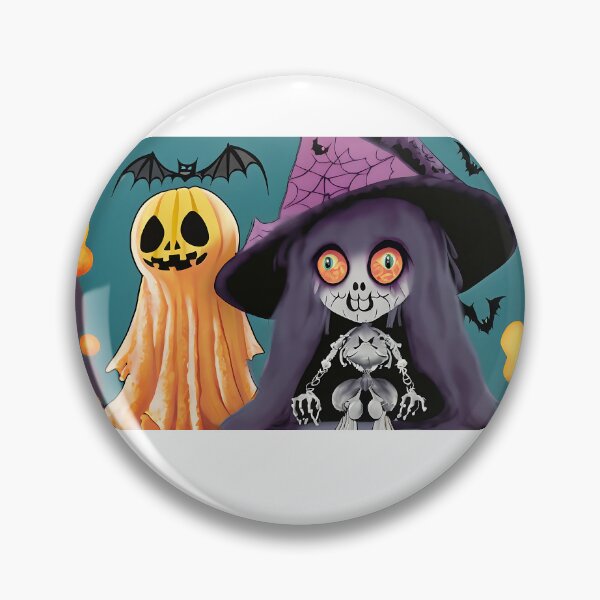Artikelvorschau, Cartoon Skeleton Doll, Ghost, and Pumpkin entworfen und verkauft von TeeTrendzLondon.