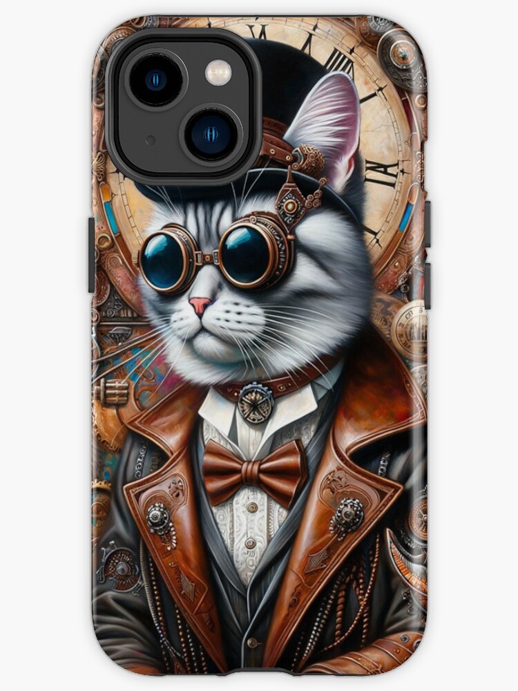 Thumbnail 1 of 4, iPhone Case, Steampunk Serenity: The Wild West Whiskers, Steampunk Cat designed and sold by bsilvia.