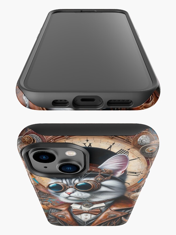 Thumbnail 3 of 4, iPhone Case, Steampunk Serenity: The Wild West Whiskers, Steampunk Cat designed and sold by bsilvia.