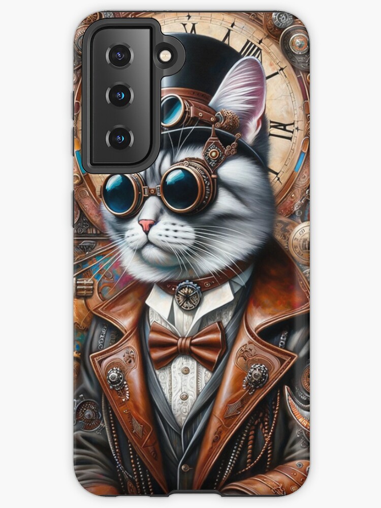 Thumbnail 1 of 4, Samsung Galaxy Phone Case, Steampunk Serenity: The Wild West Whiskers, Steampunk Cat designed and sold by bsilvia.