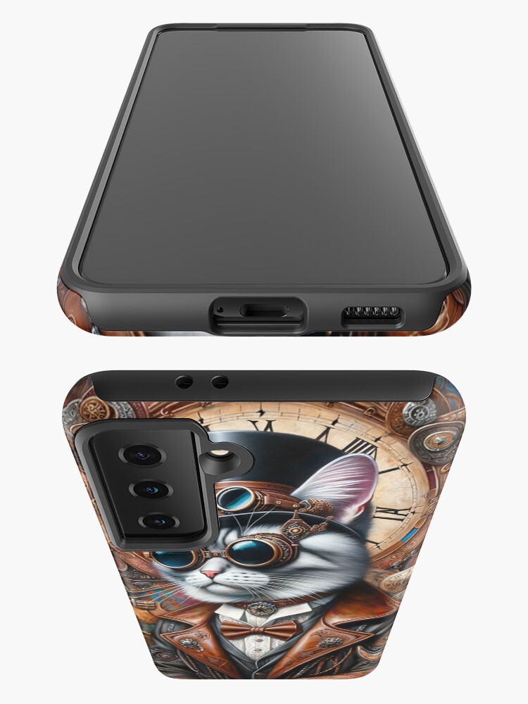 Thumbnail 3 of 4, Samsung Galaxy Phone Case, Steampunk Serenity: The Wild West Whiskers, Steampunk Cat designed and sold by bsilvia.