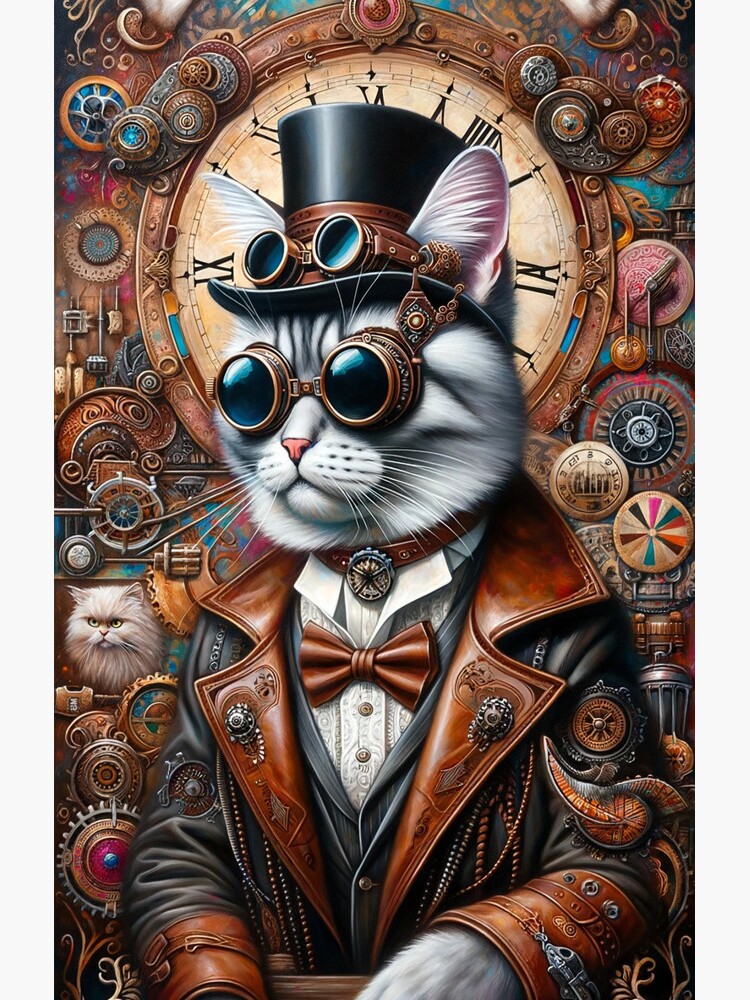 Thumbnail 4 of 4, Samsung Galaxy Phone Case, Steampunk Serenity: The Wild West Whiskers, Steampunk Cat designed and sold by bsilvia.