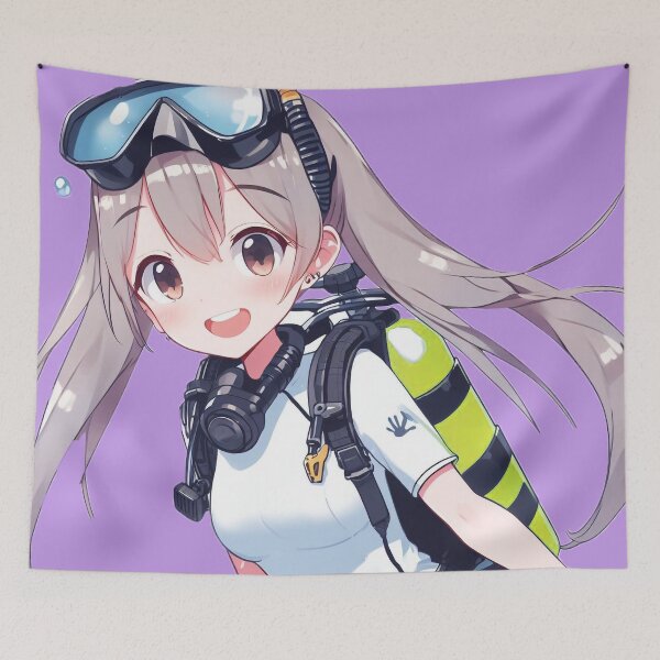 Item preview, Cute Anime Scuba Diver Girl (Purple) designed and sold by andydavistech.