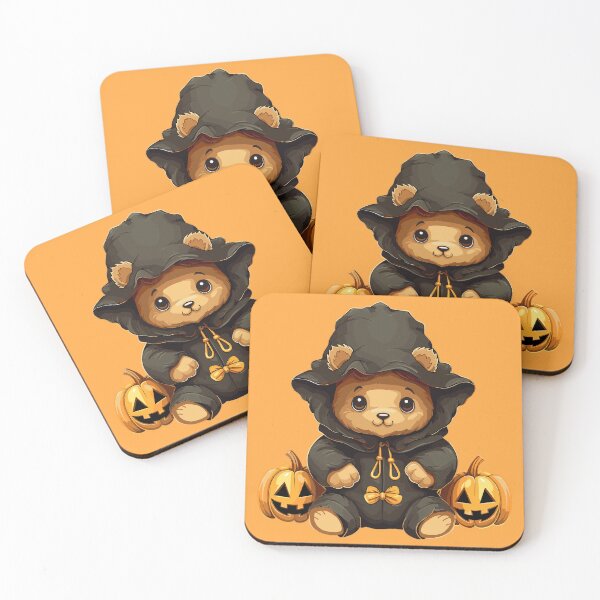 Item preview, kawaii Bear in Halloween costume and pumpkin designed and sold by Niktarka.