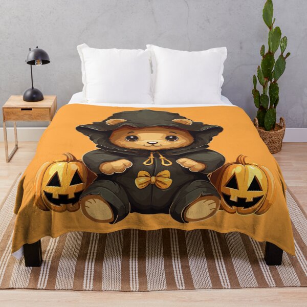 Item preview, kawaii Bear in Halloween costume and pumpkin designed and sold by Niktarka.