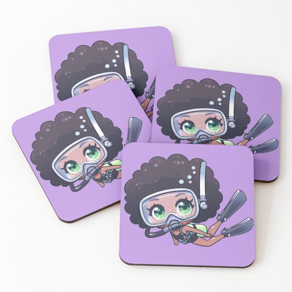 Item preview, Cute Anime African American Diver Girl (purple) designed and sold by andydavistech.