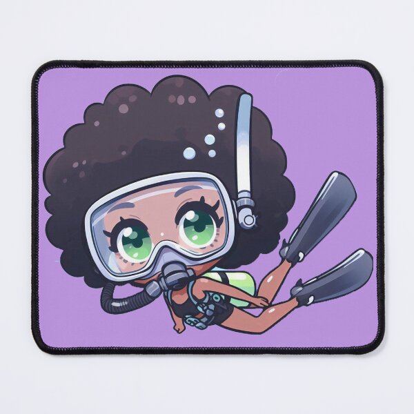 Item preview, Cute Anime African American Diver Girl (purple) designed and sold by andydavistech.