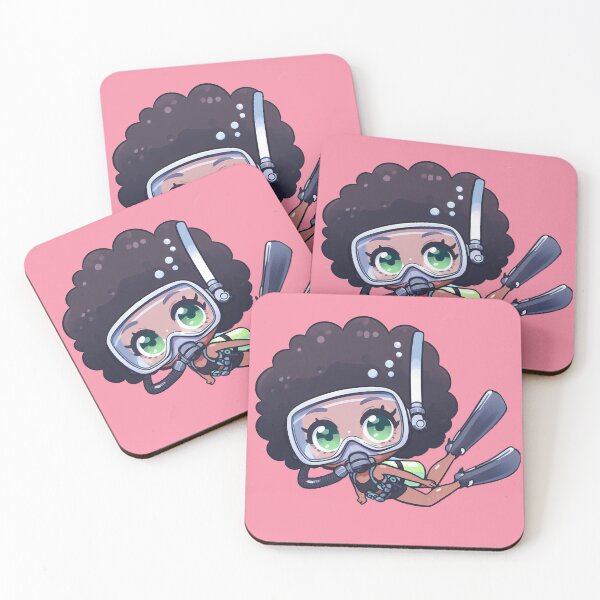 Item preview, Cute Anime African American Diver Girl (pink) designed and sold by andydavistech.