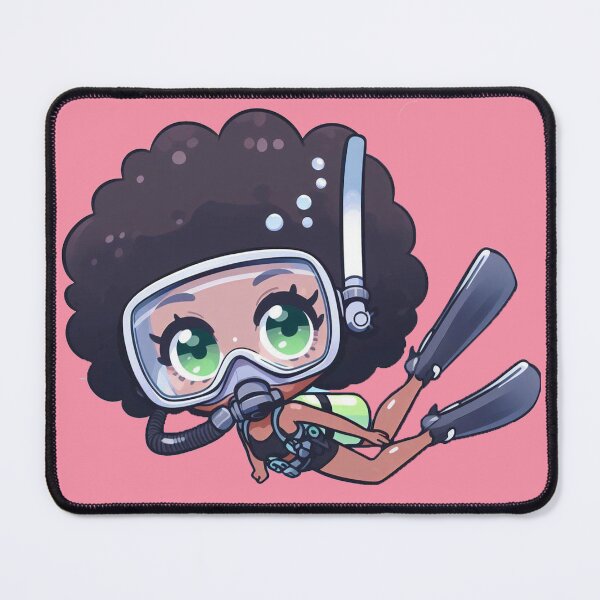 Item preview, Cute Anime African American Diver Girl (pink) designed and sold by andydavistech.