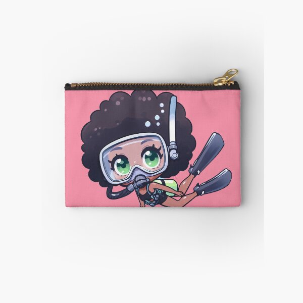 Item preview, Cute Anime African American Diver Girl (pink) designed and sold by andydavistech.