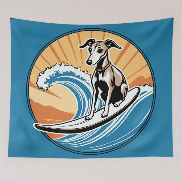 Item preview, Whippet Surfer Surfing a Great Wave designed and sold by Ameiva-Apparel.