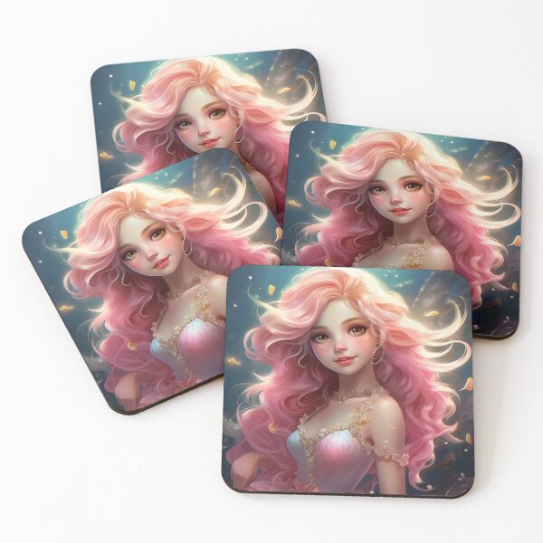 Item preview, A cartoon pink mermaid girl  designed and sold by aiphotosart.