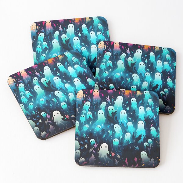 Item preview, Halloween themed pattern - blue haunting ghosts designed and sold by ManuelAndreas.