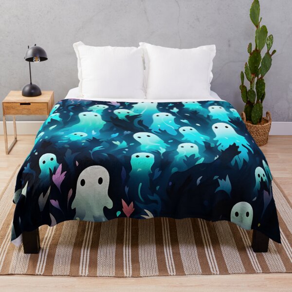 Item preview, Halloween themed pattern - blue haunting ghosts designed and sold by ManuelAndreas.