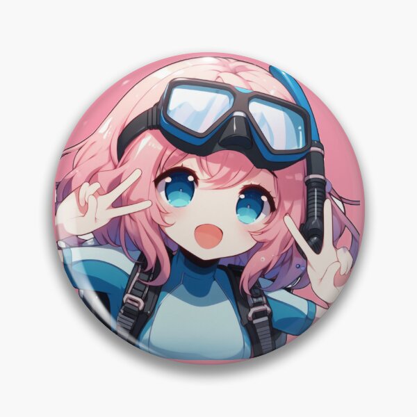 Item preview, Cute Anime Scuba Diver Girl (pink) designed and sold by andydavistech.