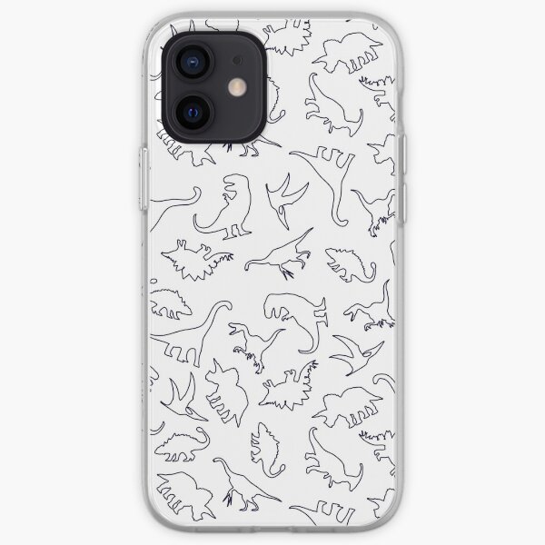 Dinosaur Pattern Outline (Dark Outline) iPhone Soft Case