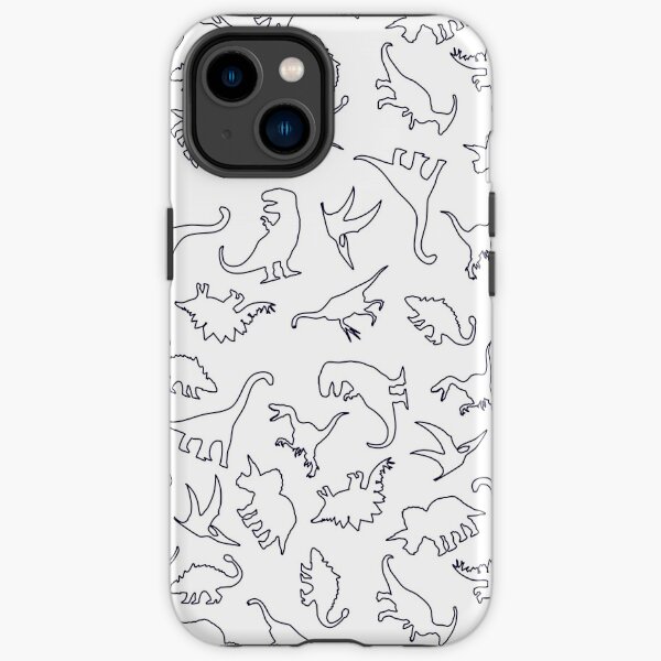 Dinosaur Pattern Outline (Dark Outline) iPhone Tough Case