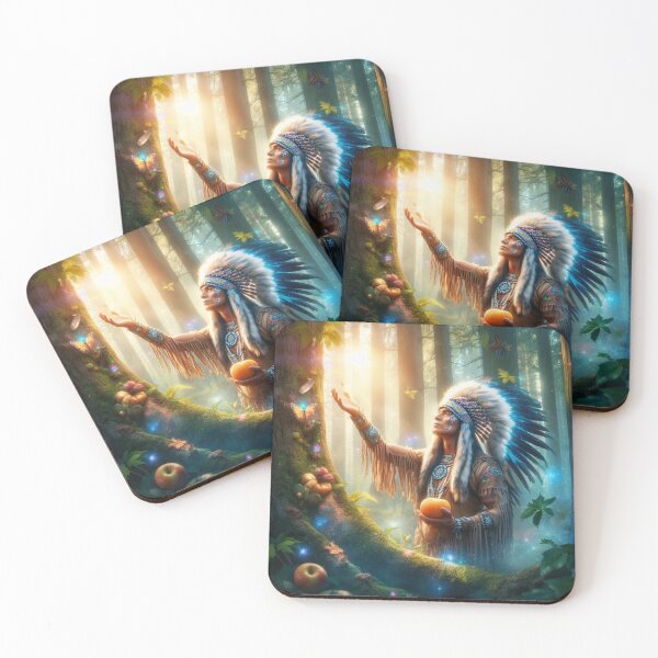 Item preview, Artsy Magical Native American Thanking Nature for Providing designed and sold by WooshiArt.