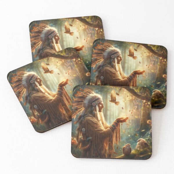 Item preview, Artsy Magical Native American Thanking Nature for Providing designed and sold by WooshiArt.
