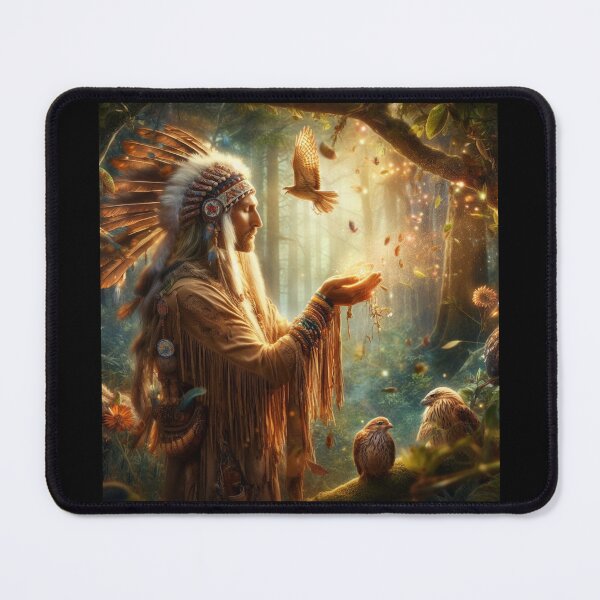 Item preview, Artsy Magical Native American Thanking Nature for Providing designed and sold by WooshiArt.