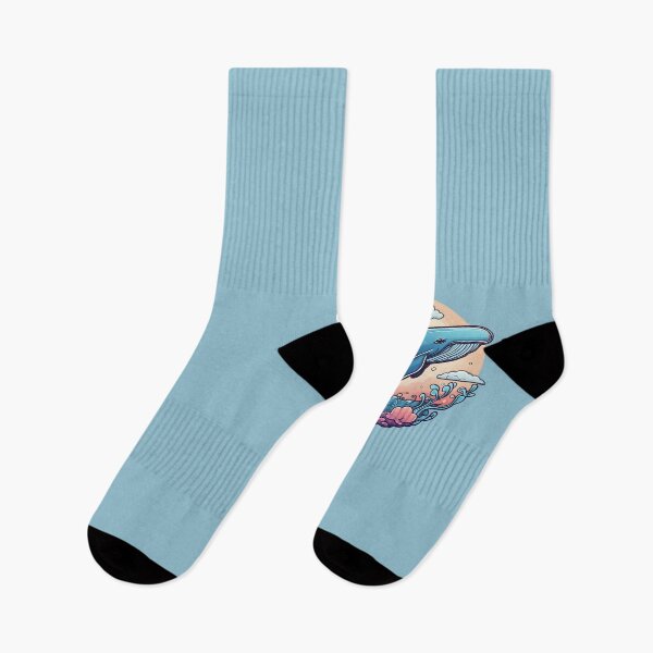 Item preview, Blue whale jumping through the ocean at sunset designed and sold by MiniCharm.