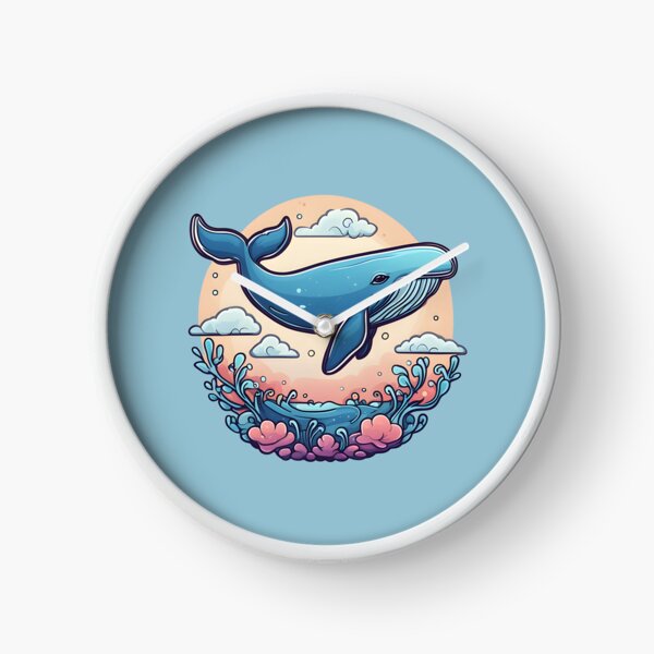Item preview, Blue whale jumping through the ocean at sunset designed and sold by MiniCharm.