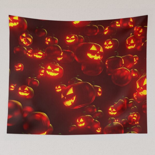 Item preview, Halloween themed wallpaper - Burning Pumpkin Faces designed and sold by ManuelAndreas.
