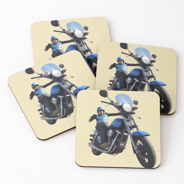 Item preview, funny blue cartoon biker designed and sold by mikaws.