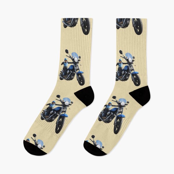 Item preview, funny blue cartoon biker designed and sold by mikaws.