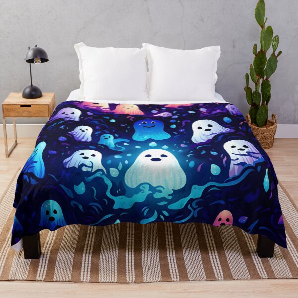 Item preview, Halloween themed pattern - blue haunting ghosts designed and sold by ManuelAndreas.