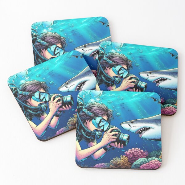 Item preview, Scuba Diver Girl Underwater Photographer Shark  designed and sold by andydavistech.