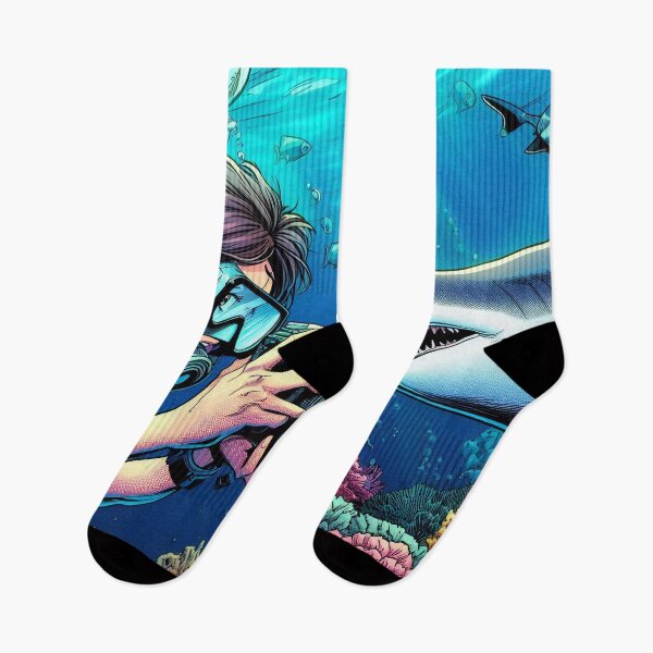 Item preview, Scuba Diver Girl Underwater Photographer Shark  designed and sold by andydavistech.