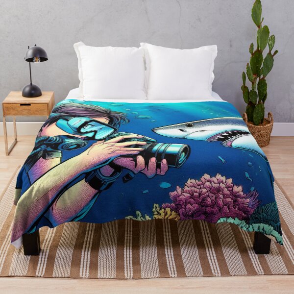 Item preview, Scuba Diver Girl Underwater Photographer Shark designed and sold by andydavistech.