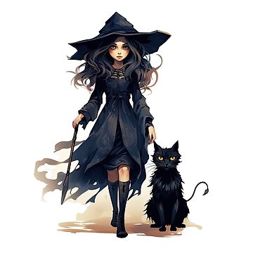 Artwork thumbnail, Witch and cat by Marion Hill