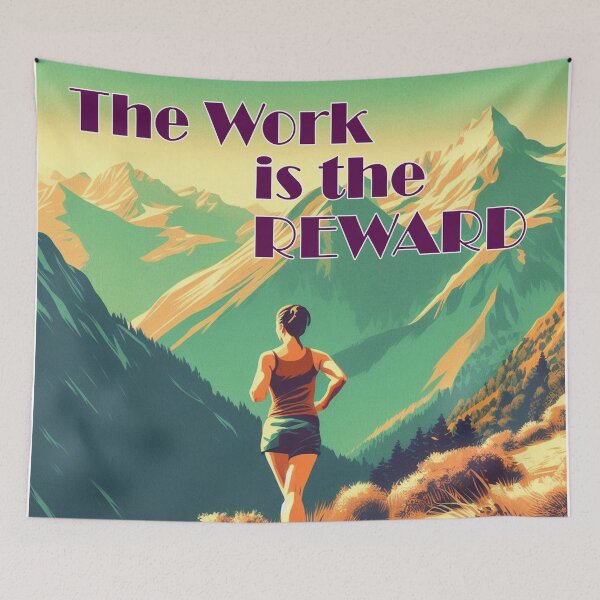 Item preview, The Work Is The Reward Woman Runner Mountains designed and sold by Esskay Designs.