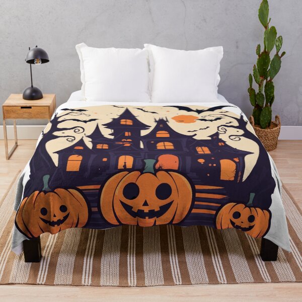 Item preview, Halloween Haunted House Mansion and Pumpkins designed and sold by TrendyMingle.