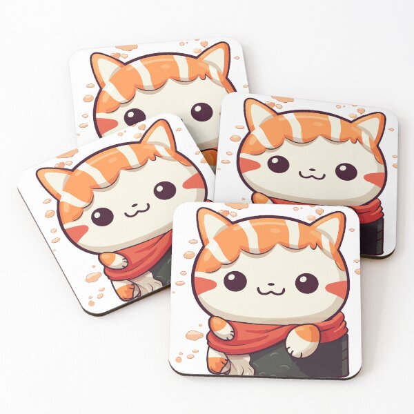 Aperçu de l'œuvre Koneko Sushi bon - Chat sushi mignon avec fourrure de saumon créée et vendue par Shtick.