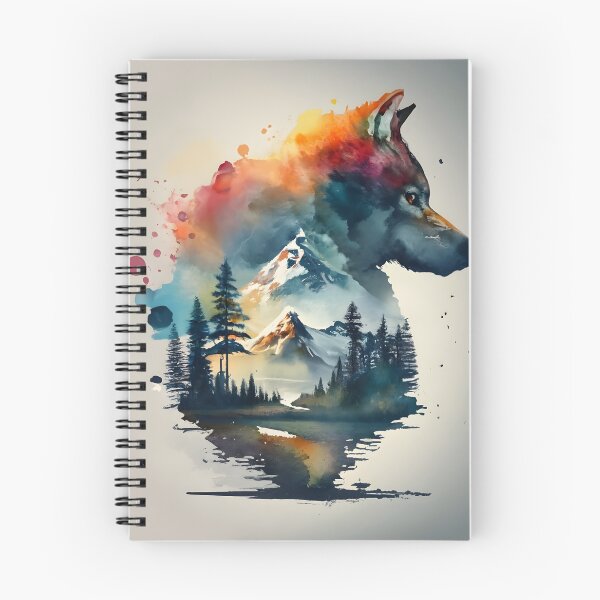 Artikelvorschau, Doppelbelichtung Wolf Mountain Aquarell entworfen und verkauft von InkBlvd.
