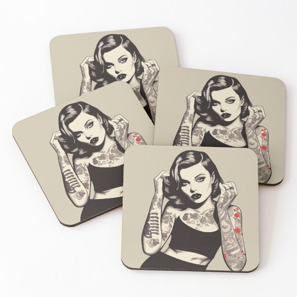 Item preview, the vintage tattoo girl designed and sold by Ursule-art.