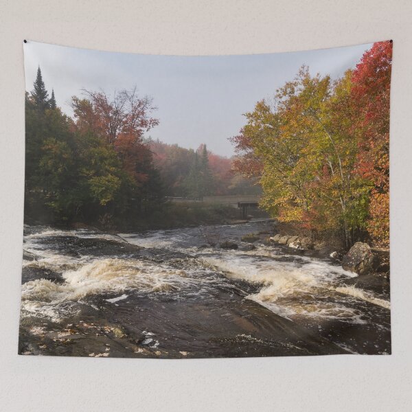 Item preview, Colorful Fall - a River Rushing in the Soft Morning Mist designed and sold by Georgia Mizuleva.