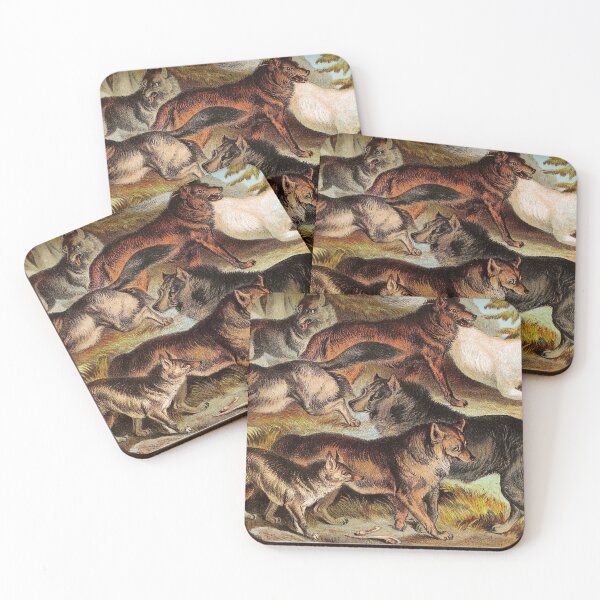 Item preview, Wolves Jackals Coyotes Vintage Chromolithograph by Hugh Craig Animal Lovers Gift designed and sold by ElegantTeaTime.