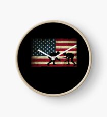 American Flag Wrestling Cool USA Wrestle Gift Clock
