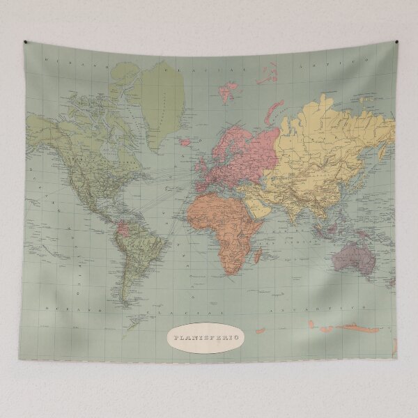Item preview, Vintage Map of The World (1889) designed and sold by BravuraMedia.