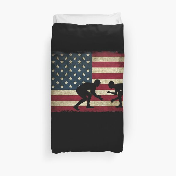 American Flag Wrestling Cool USA Wrestle Gift Duvet Cover